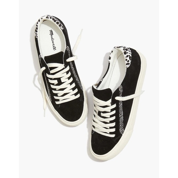Madewell • Sidewalk Low-Top Sneakers in Suede and Spot Calf Hair black lace up - Picture 1 of 14